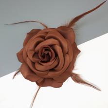 Украшение цветок на булавке и зажиме 15см арт.6642 коричневый