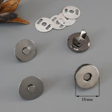 Кнопки магнитные 18мм арт.MKM-02 ч.никель
