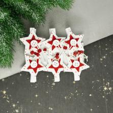 Прищепки "Звезда" 35*7мм арт.1109 белый/красный (6шт)