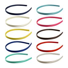 Ободок пластик 10мм арт.ФУ-9791 в атласной ленте ассорти