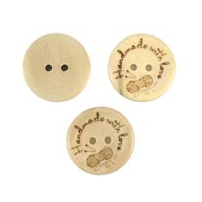 Пуговица дерево "Hand made with love" 15мм 24L арт.690 св.бежевый (10шт)
