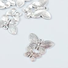 Подвеска "Две бабочки" 20*17мм арт.9410812 серебро