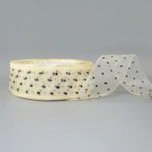 Лента капрон в горошек 25мм арт.5232082 ванильный/черный