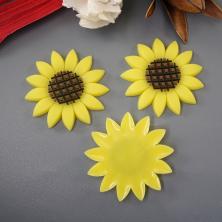 Кабошон "Подсолнух" резина 30*30мм арт.ИВ-652 желтый