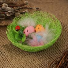 Декор пасхальный "Яйца в гнезде" 8,5*8,5см зеленый