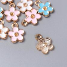 Подвеска "Цветочек" эмаль 10*13мм арт.7356044 золото/микс