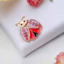 Брошь "Божья коровка" 25*25мм арт.3924690 золото/микс