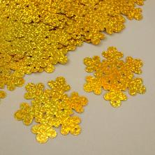 Пайетки-голограмма "Снежинка" 40мм арт.ФУ-3368 золото (100гр)