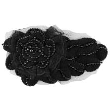 Украшение вязанное 220*130мм с бусами "Цветы" арт.CLM-0757