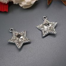Подвеска "Звезда" со стразами 18*20мм арт.ИВ-405 серебро/Crystal