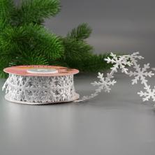 Лента 25мм "Снежинки" арт.4937920 серебро