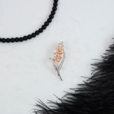 Брошь "Цветок" со стразами арт.HB6-548 серебро