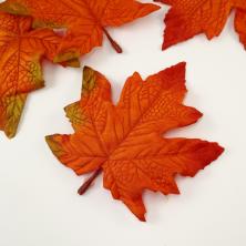 Лист кленовый текстиль 14*15см арт.ИВ-723 оранжевый (10шт)