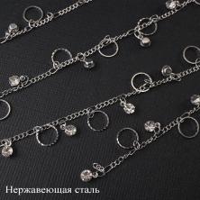Цепь литая с подвесками из нержавеющей стали панцирное плетение 2*2,5мм арт.ФУ-11927 никель (0,5м)
