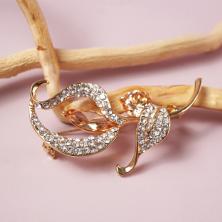 Брошь "Лилия" со стразами 55*40мм арт.X01-1049