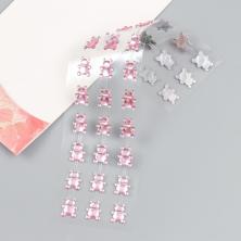 Стразы "Медведи" 27,5*10см арт.9891367 (33шт) св.розовый