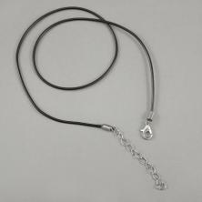 Шнур с замком каучуковый 1,5мм 45см + 5см удлинитель арт.JK-015 черный/серебро