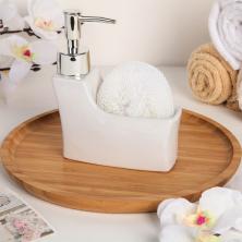 Дозатор для моющего средства 250мл с подставкой для губки 13*5*15см