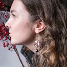 Серьги металл "Матрёшка" 70мм ИВ-990 бронза/микс