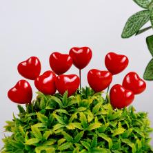 Сердечки на проволоке 25*24/90мм арт.10547416 красный (30шт)