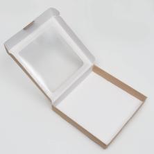 Коробка крафт с окошком 19*19*3см арт.7904618