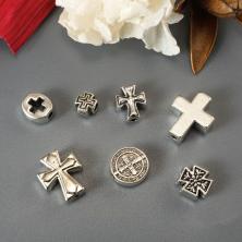 Бусины металл двусторонние "Крест микс" 6-10мм арт.ИВ-559 ант.серебро