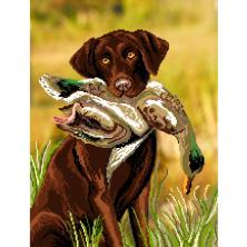 1857 "Охотница" Рисунок на канве мулине "Матренин Посад" 37*49см