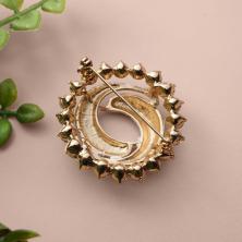 Брошь "Дельфин" со стразами арт.2054 золото/белый/розовый