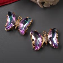 Подвеска "Бабочка" цирконий/фианит 20*16мм арт.ИВ-201 покрытие золото 18К