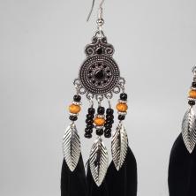 Серьги "Богемия" металл/перо 3*12см арт.ИВ-480 черный