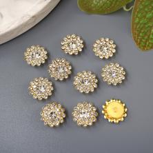 Камни пришивные стекло в металле "Цветочек" 14мм арт.ИВ-823 золото Crystal