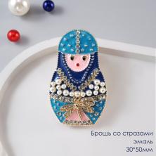 Брошь со стразами и жемчугом 