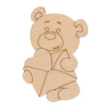 Заготовка дерево "Мишка с письмом и сердцем" 9*7см арт.ВД-874 фанера