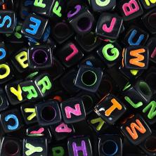 Бусины акрил арт. ABFB-02 6мм 02-английский алфавит черный (100шт)