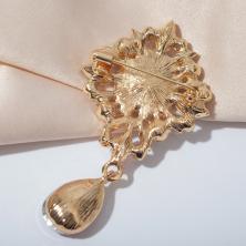 Брошь "Императрица" 38*65мм арт.7332953 золото/бирюзовый