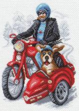 1671 "Байкер" Рисунок на канве мулине "Матренин Посад" 28*37см 20*28см