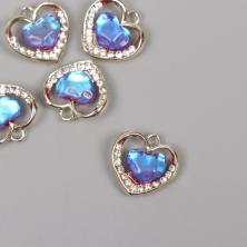 Подвеска "Сердце океана" 17*17мм арт.10708451 золото/голубой