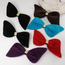 Украшение пришивное "Бант" 150*70мм со стразой (мех) арт.ФУ-3348