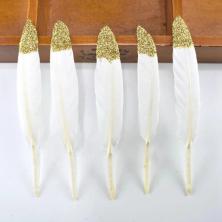 Перо утиное с блестками 13см арт.ФУ-10498