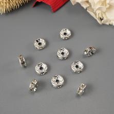 Бусины металл  8*3мм со стразами арт.ИВ-470  (25шт)