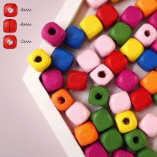 Бусины дерево  8*8мм отв-е-2мм береза арт.7727736 микс (80шт)