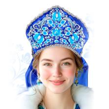 Кокошник "Зимняя красавица" 54-58р арт.10334787 синий