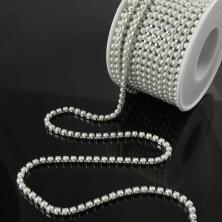 Тесьма-жемчуг 3мм арт.SF-7345 белый/серебро