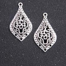 Коннектор "Капля с узором" 23*40мм арт.ИВ-28 ант.серебро