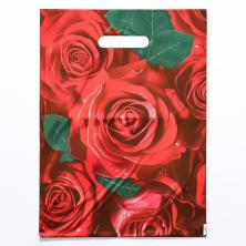 Пакет п/э с вырубной ручкой 40*30см "Алые розы" 50мкм арт.10082852