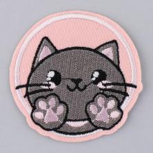 Термоаппликация "Котик" 64мм арт.9235994 розовый/серый