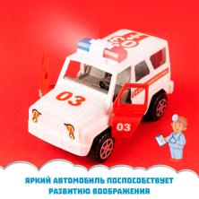 Машина пластик "Скорая помощь" инерционная 14*7,5*8см арт.409975 (двери открываются)