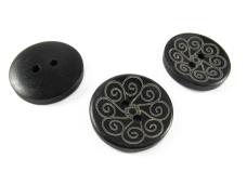 Пуговица дерево арт.TH-7 24,5мм 38L узор черный/белый