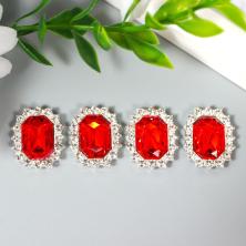 Серединка ювелирная металл 15*20мм арт.7330733 серебро/красный