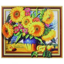 "Подсолнухи" 50*40см арт.5D 0156 LT Картина стразами на подрамнике